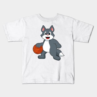 Cat Basketball player Basketball Kids T-Shirt